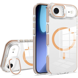 Pouzdro pro iPhone Air, pro MagSafe, se stojánkem, průhledné se zlatými vložkami