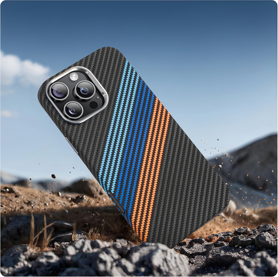 Pouzdro pro iPhone 14 Pro, Carbon Fiber MagSafe, námořnicky modré