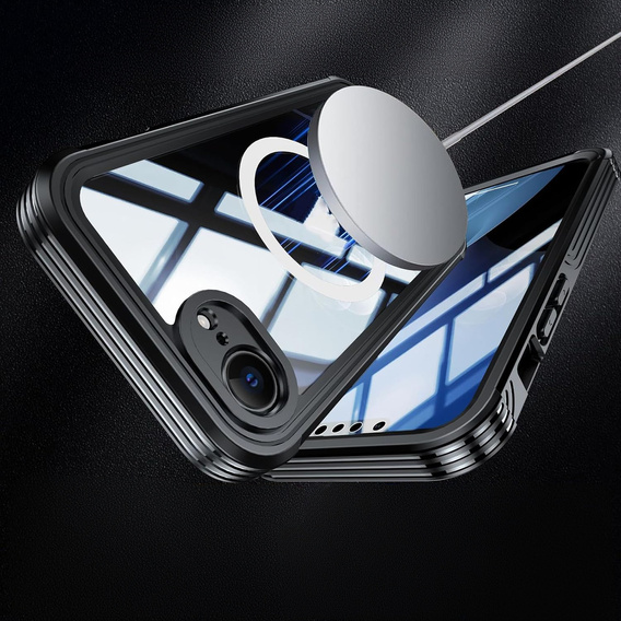 Pouzdro pro iPhone 16E, Shockproof, se sklem, pro MagSafe, černé