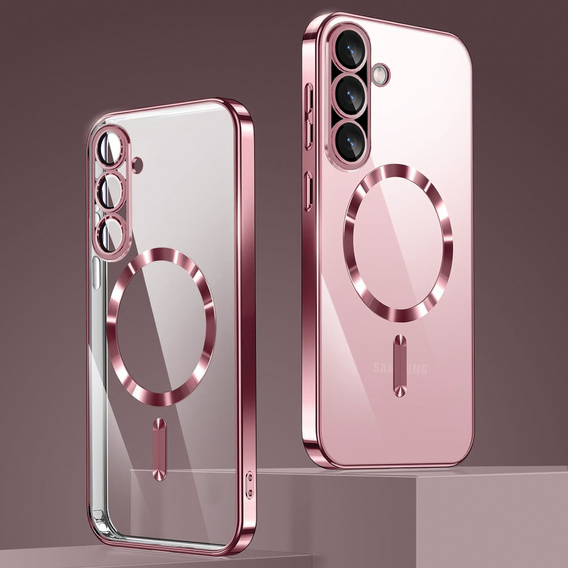 Pouzdro pro Samsung Galaxy A26, Electro MagSafe, růžové rose gold + sklo na displej