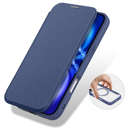 Pouzdro Dux Ducis pro iPhone 17, Skin X Pro, s klopou, pro MagSafe, tmavě modré
