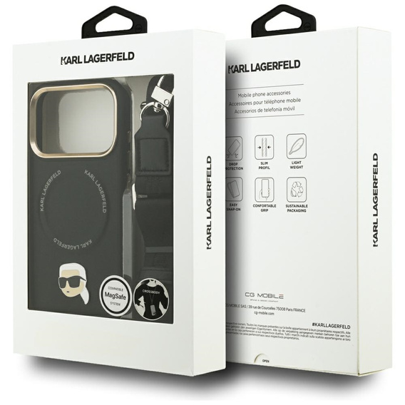Pouzdro Karl Lagerfeld Big Strap Karl Metal Logo MagSafe pro iPhone 17 Pro