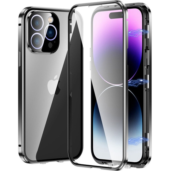Pouzdro pro iPhone 15 Pro Max, Magnetic Dual Glass, černé
