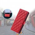 Pouzdro s klopou pro iPhone 16 Plus, Rhombus Crossbody Leather, červené