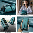Pouzdro CASEME pro Samsung Galaxy S25 FE, RFID Leather Wallet, s popruhem přes rameno, zelené