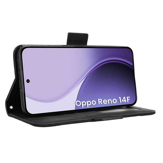 Klopové pouzdro pro Oppo Reno 14F, slot na karty, peněženka, černé