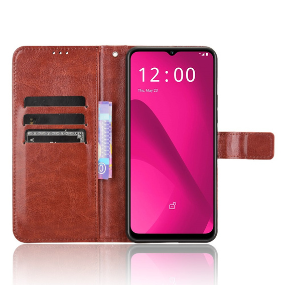 Klopové pouzdro pro T Phone 2 5G, Crazy Horse Wallet, hnědé