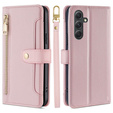 Klopové pouzdro pro Samsung Galaxy A54 5G, Wallet Zipper Pocket, růžové