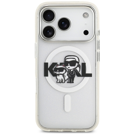 Pouzdro Karl Lagerfeld IML Glitter Karl and Choupette MagSafe pro iPhone 17 Pro