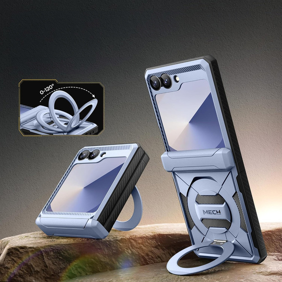 Pouzdro Tongate MECH s MagSafe pro Samsung Galaxy Z Flip7 FE / Z Flip6, modré