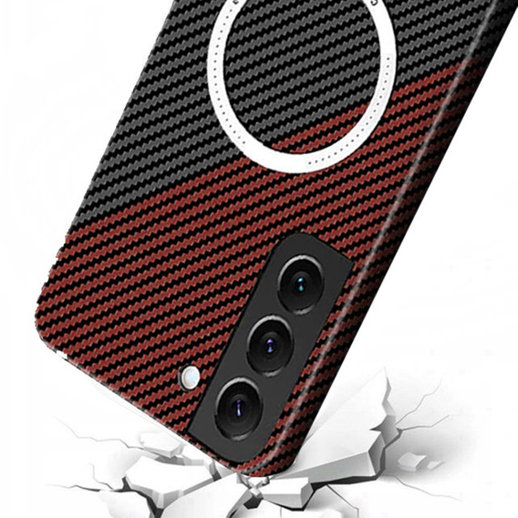 Pouzdro pro Samsung Galaxy S23, Magsafe Slim Carbon, černá / červená
