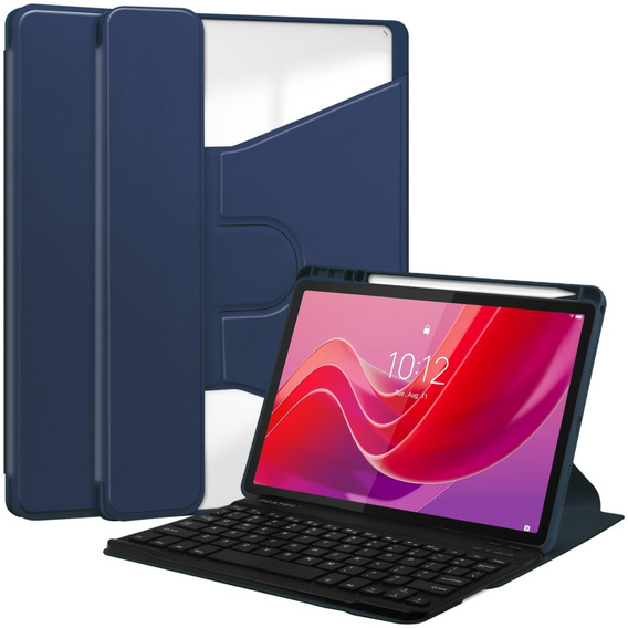 Pouzdro s klávesnicí pro Lenovo Tab M11, Rotary 360° Leather, námořnicky modré