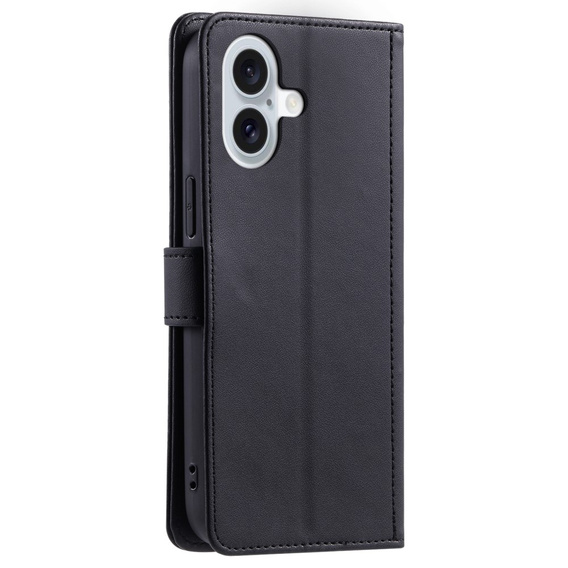 Pouzdro s klopou pro iPhone 16, Rhombus Crossbody Leather, černé