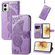Klopové pouzdro pro Motorola Moto G73 5G, Butterfly, fialové