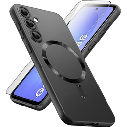 Pouzdro pro Samsung Galaxy A36, ColorMag, pro MagSafe, černé + tvrzené sklo 9H