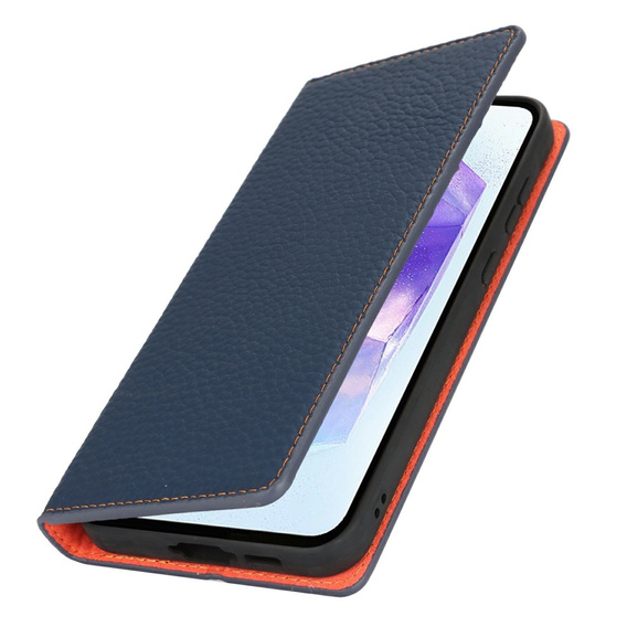 Klopové pouzdro pro Samsung Galaxy S25, Litchi Skin Grain, námořnicky modré