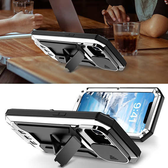 Pancéřové pouzdro pro iPhone 16E, R-JUST, stříbrné