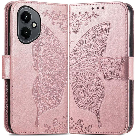 Klopové pouzdro pro Honor 400 5G, Butterfly, růžové rose gold