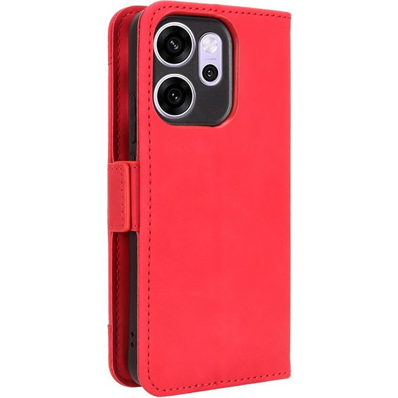 Klopové pouzdro pro Oppo Reno 14F, slot na karty, peněženka, červené