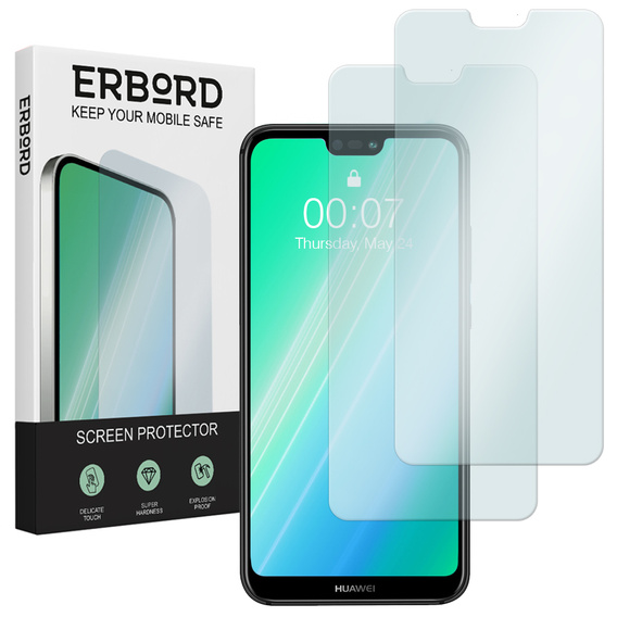 2x tvrzené sklo pro Huawei P20 Lite, ERBORD 9H Hard Glass na displeji