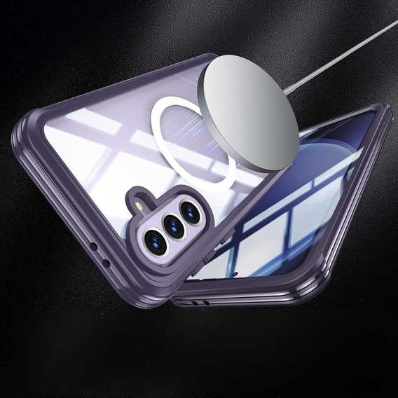 Pouzdro pro Samsung Galaxy A36 / Samsung Galaxy A56, Shockproof, se sklem, pro MagSafe, fialové