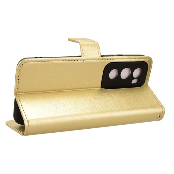 Klopové pouzdro pro Oppo Reno 12, Crazy Horse Wallet, zlaté