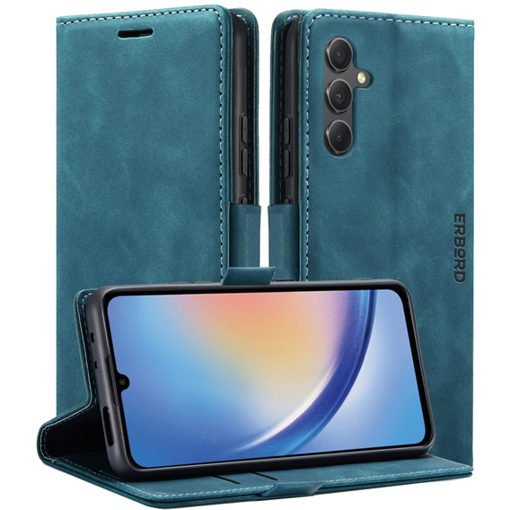 Pouzdro pro Samsung Galaxy A35 5G, ERBORD Vintage peněženka s klopou, modré