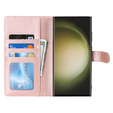 Klopové pouzdro pro Samsung Galaxy S23 Ultra, peněženka, pro MagSafe, růžové rose gold