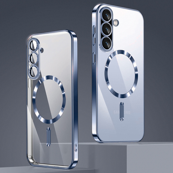 Pouzdro pro Samsung Galaxy A17 5G, Electro MagSafe, průhledné s tmavě modrými boky