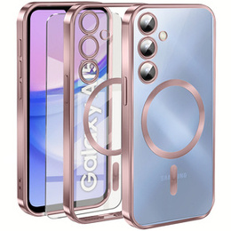 Pouzdro pro Samsung Galaxy A15 4G/5G, Electro MagSafe, růžové + sklo na displej