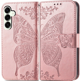 Klopové pouzdro pro Samsung Galaxy S25 FE, Butterfly, růžové rose gold