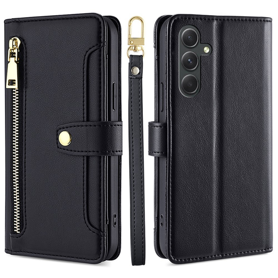 Klopové pouzdro pro Samsung Galaxy A54 5G, Wallet Zipper Pocket, černé
