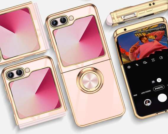 Pouzdro pro Samsung Galaxy Z Flip7 FE / Z Flip6, Electro Ring, růžové