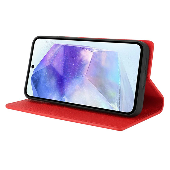 Klopové pouzdro pro Samsung Galaxy S25, Litchi Skin Grain, červené