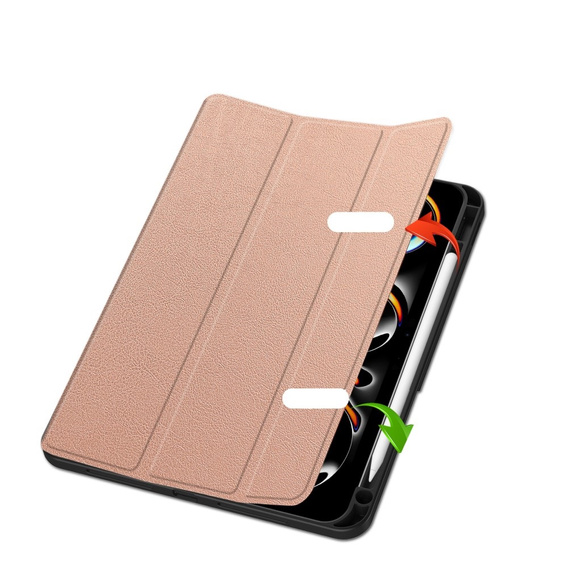 Pouzdro pro iPad Pro 11" 2024 (5 gen.), Smartcase s prostorem pro stylus, růžové