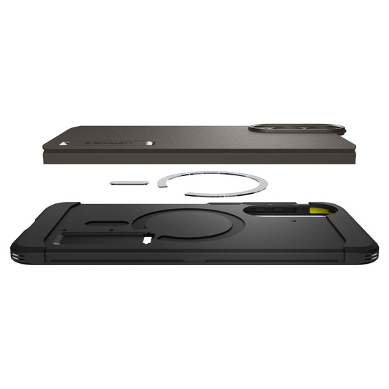 Pouzdro Spigen pro Samsung Galaxy A36 5G, Tough Armor Mag MagSafe, černé + 9H tvrzené sklo