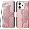 Klopové pouzdro pro Oppo Reno 14, Butterfly, peněženka, růžové zlato