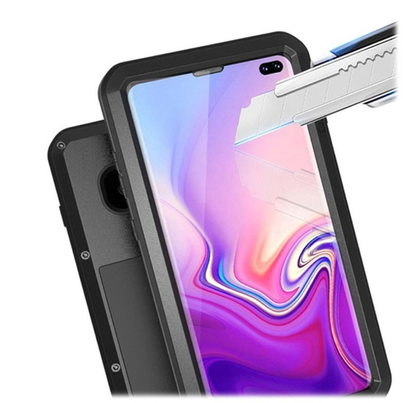 Pouzdro Love Mei pro Samsung Galaxy S10 Plus, armored with glass, černé