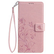 Klopové pouzdro pro Motorola Moto E14, Butterfly, růžové rose gold