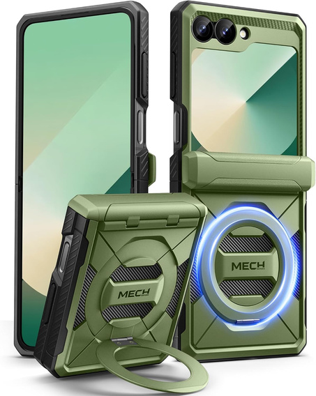 Pouzdro Tongate MECH s MagSafe pro Samsung Galaxy Z Flip7 FE / Z Flip6, zelené
