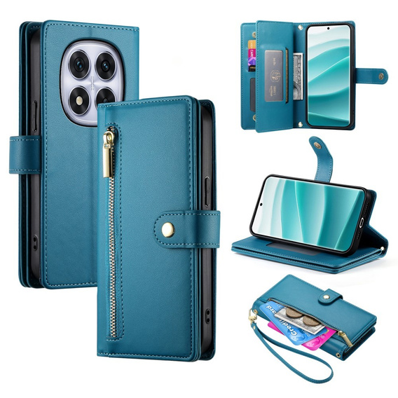 Klopové pouzdro pro Xiaomi Redmi Note 14 Pro 5G / Poco X7 5G, Wallet Zipper Pocket, modré