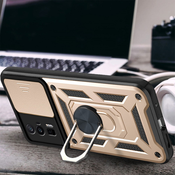 Pouzdro pro Xiaomi Poco F5 Pro, CamShield Slide, zlaté