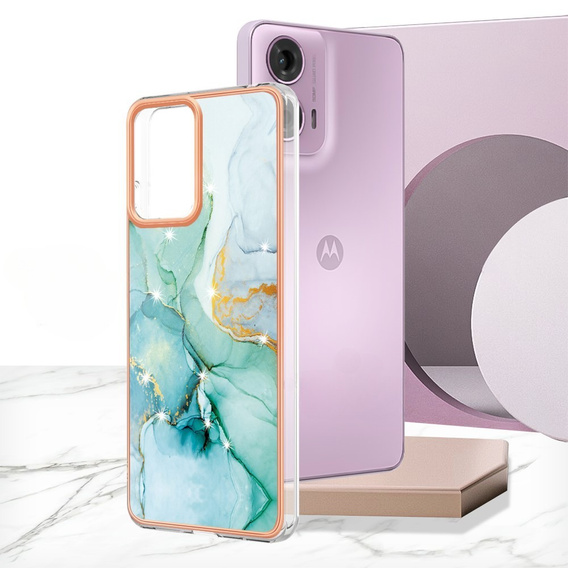 Ochranné pouzdro pro Motorola Moto G24 / G24 Power / G04, Marble Slim Case, zelené