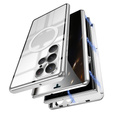 Magnetické pouzdro Dual Glass MagSafe pro Samsung Galaxy S22 Ultra, stříbrné
