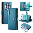 Klopové pouzdro pro Xiaomi Redmi Note 14 Pro 5G / Poco X7 5G, Wallet Zipper Pocket, modré