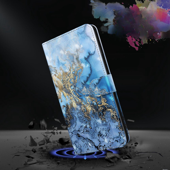 Klopové pouzdro pro Oppo A17, Wallet, Marble modré