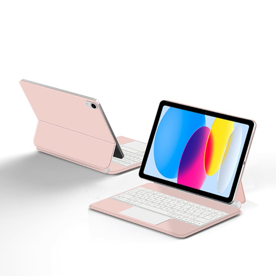Pouzdro s klávesnicí pro iPad 10.9" 2022 (10 gen.) / iPad 11" 2025 A16 (11 gen.), Magnetic Keyboard Touchpad, růžové