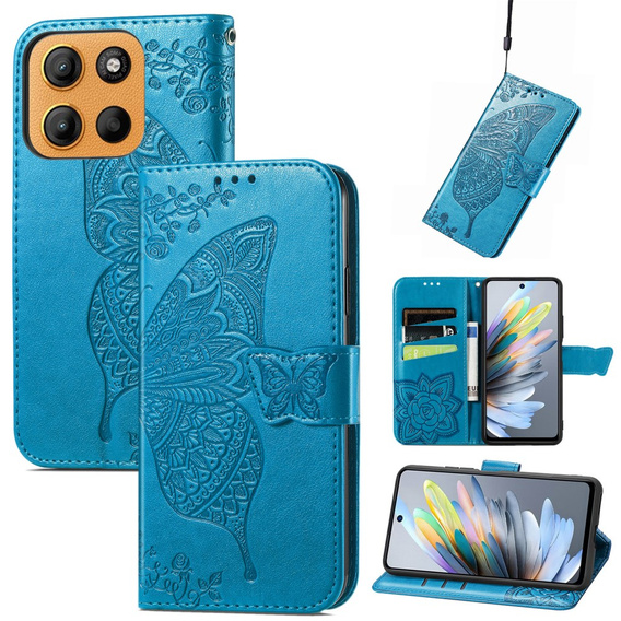 Klopové pouzdro pro Motorola Moto G15 / Motorola Moto G15 Power, Butterfly, modré