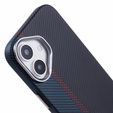 Pouzdro pro iPhone 16 Plus, Carbon Fiber MagSafe, černá / modrá