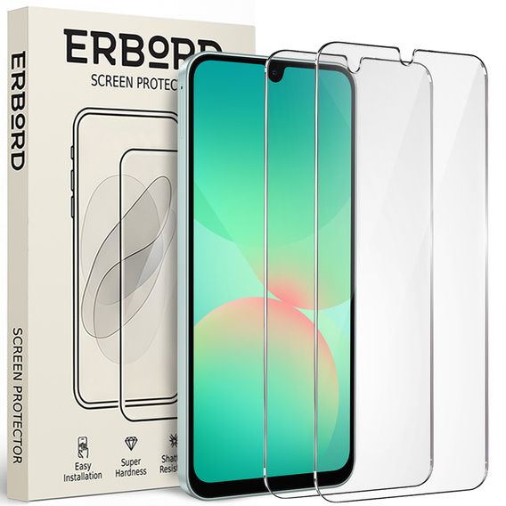 2x tvrzené sklo ERBORD 9H Hard Glass na displeji pro Samsung Galaxy A26 5G